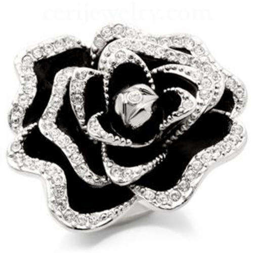 **MAGNIFIQUE**Gorgeous Clear Rose Austrian Crystal Cocktail Ring**Size 8-10**