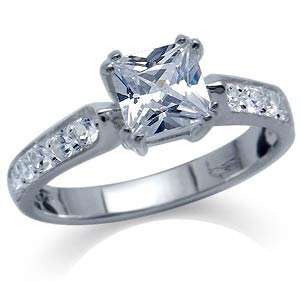 1.25ct Princess Cut CZ Sterling Silver Ring- Size 7.5