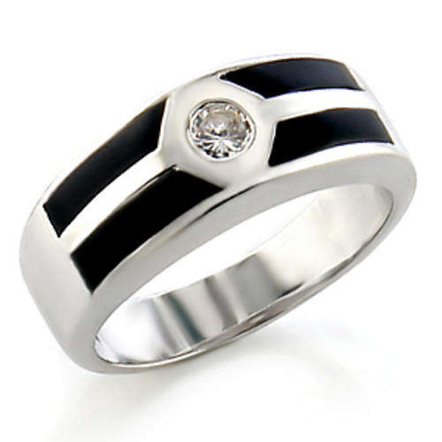 **CHIC**Silver with a touch of black CZ dress ring**Sizes 7-9**