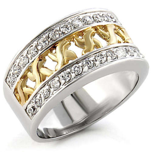 **STUNNING**925 Sterling Silver**Beautiful Wedding Band with Gold inlay**Size 9/10**