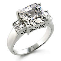**Lovely 925 Sterling Silver** Princess cut clear CZ Engagement Ring**Size 8-10***