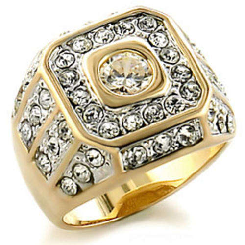 Men's Two Tone Cubic Zirconia Ring**Sizes 11/12