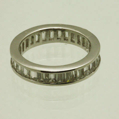 **SPARKLING ***925 Sterling Silver*** Simulated Diamond Eternity Band***Size 6**