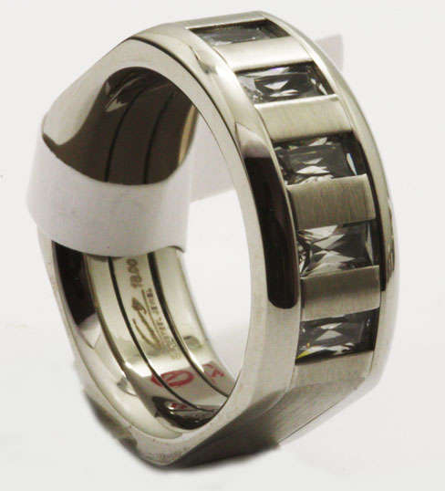 Stainless Steel Unisex CZ band- Size 9