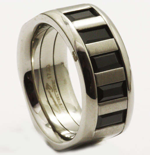 Stainless Steel Black CZ band Size 6.5