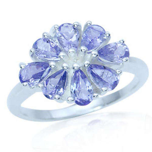1.60ctw Tanzanite Cluster Ring in Silver- Size 9