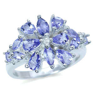 2.08ctw Natural Tanzanite 925 Sterling Silver Cluster Ring- Size 8