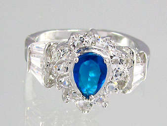 **LOVELY IN BLUE **Pear Shaped Simulated Royal Blue Sapphire Dress Ring**Size 8**