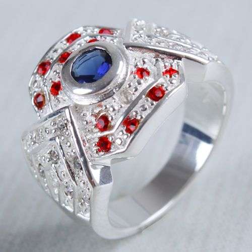 ***GORGEOUS***STUNNING***Size 10***Multi Gemstone Dress Ring in Fine Silver***