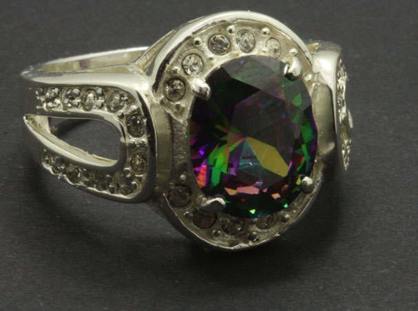 **GORGEOUS AND UNIQUE**Multi Gemstone Dress Ring in Fine Silver**Size 10**