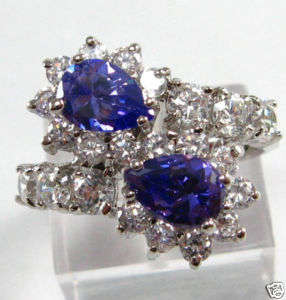 **GORGEOUS**SHOWSTOPPER!!**Simulated Amethyst & Diamond Dress Ring**