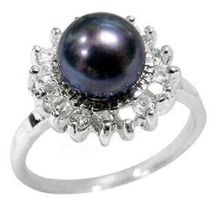 Simulated Pearl and CZ Ring