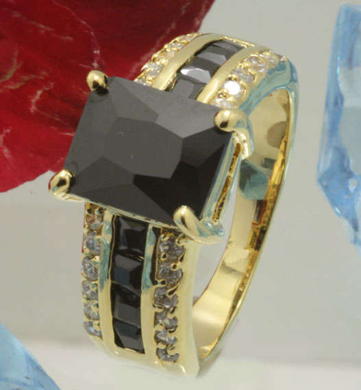 **ONE LAST CHANCE**GORGEOUS**Simulated Black Sapphire & Diamond Dress Ring**Size 8**