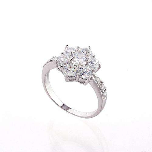 **STUNNING**Flower Cluster Ring***With Diamond CZs***Size 7**