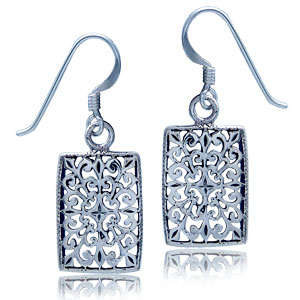 925 Sterling Silver Victorian Filigree Dangle Earrings