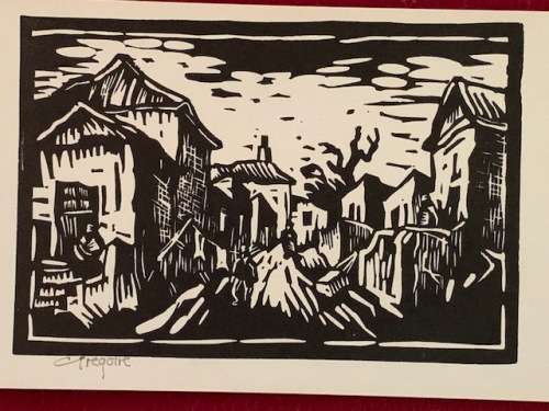 Gregoire Boonzaier (SA 1909 - 2005) Linocut, Malay Quarter, Signed