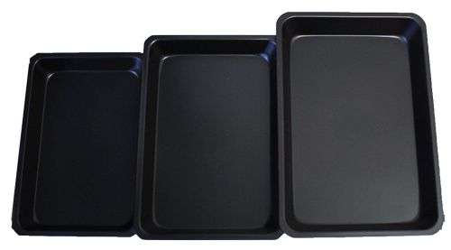 Non Stick Baking Roasting Cooking Trays Set Oven Pans 3 Pieces Choose Red or Black