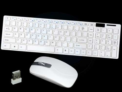 Optical Wireless Ultra Thin White Keyboard with Cover and Mouse USB Receiver Kit for PC