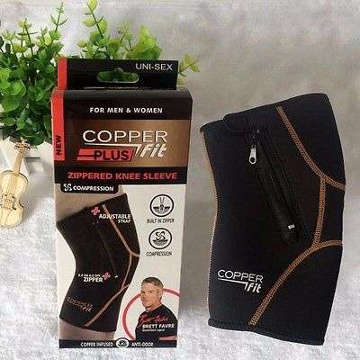 Copper Fit Plus Zippered Knee Pain Ache Support Sleeve Compression Unisex XL or XXL