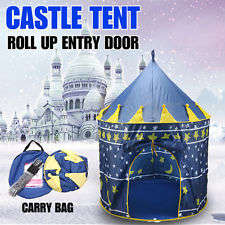 Play Tent Indoor Outdoor Castle Kids Toddlers Children Portable Cubby House Blue