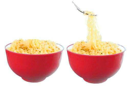 Set of 2 Melamine Bowls 2 Tone Tableware 1 Litre 15.5cm each Red or Blue Color