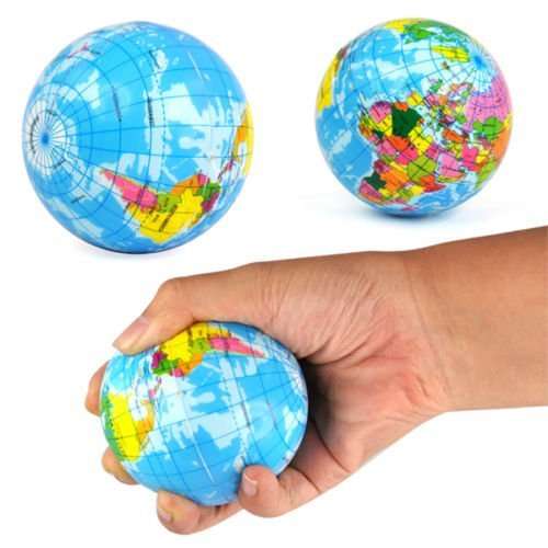 WORLD MAP EARTH GLOBE STRESS RELIEF BALL ATLAS GEOGRAPHY TOY