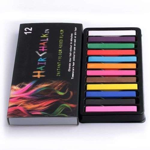 12 Color Hair Chalk DIY Temporary Hair Dye Pastels Salon Kit Non Toxic