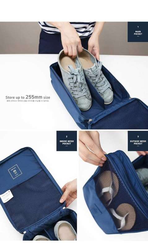 Shoe Pouch Travel Bag to store 3 pairs of Shoes WINE Colour