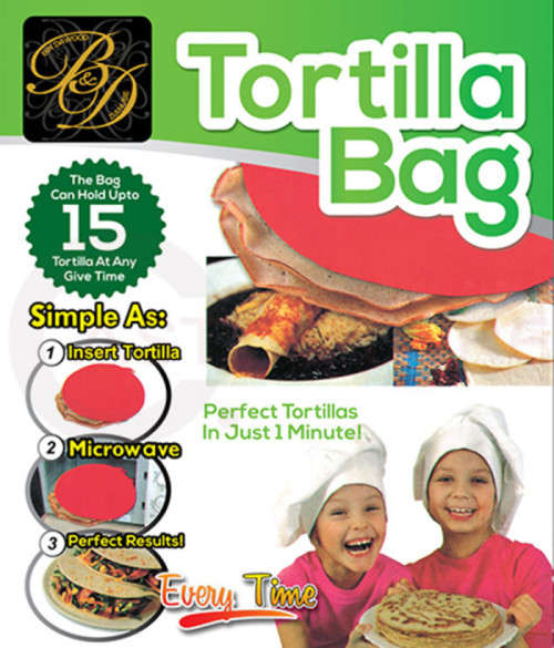 Microwave Tortilla Bag to heat Tortilla Roti Wrap Pizzas Tacos Pan Cakes Naan  and More
