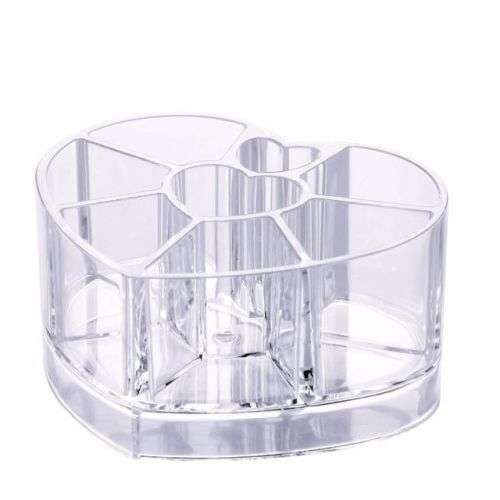 Heart Shaped Acrylic Cosmetic Organizer Makeup Brushes Holder
