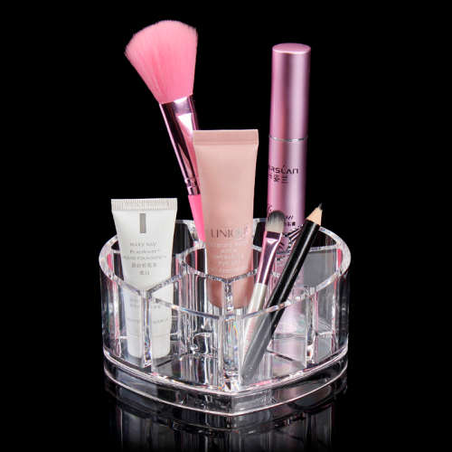 Heart Shaped Acrylic Cosmetic Organizer Makeup Brushes Holder