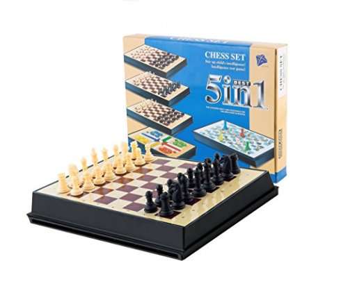 Magnetic 5 in 1 Games Chess, Ludo, Snake & Ladder, Checkers Set