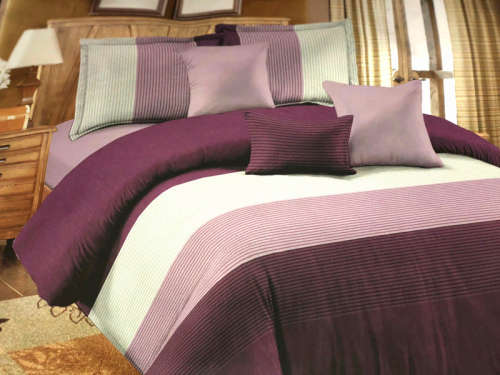 8pc Queen Designer Comforter Set - Choose Between Purple and Red