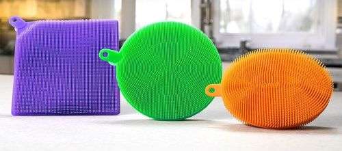 3 Pcs Sponge Antibacterial Kitchen Cleaner Heat Resistant Silicone Non Slip Grip Car Wash