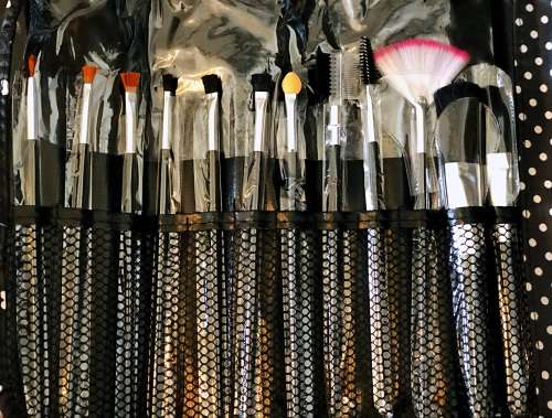 NEW 12 Piece Set Of Make Up Brushes With Roll Up Carry Case