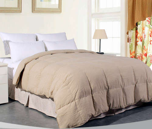100% Duck Feather Duvet with Two Pillow Cases - Beige