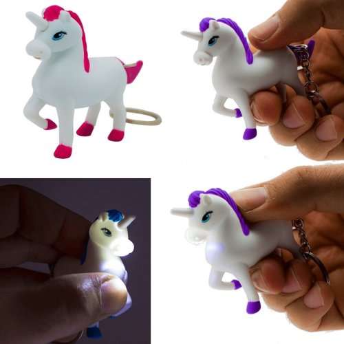 NEW Unicorn Sound LED Light Lamp Flashlight Key-ring with Key Chain