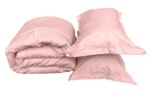 100% Duck Feather Duvet with Two Pillow Cases - Light Pink