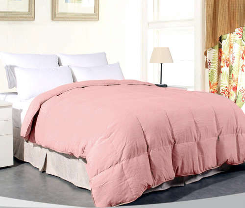 100% Duck Feather Duvet with Two Pillow Cases - Light Pink