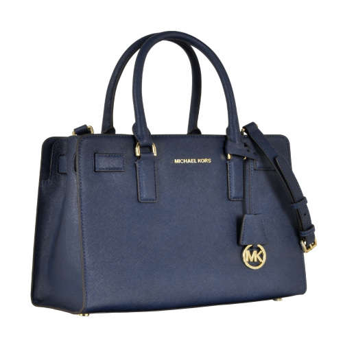 Original Brand New Michael Kors Dillon East-West Saffiano Satchel Bag - Navy