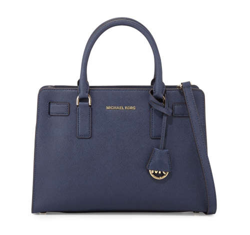 Original Brand New Michael Kors Dillon East-West Saffiano Satchel Bag - Navy