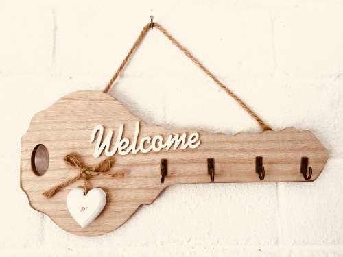 Welcome Wooden Wall Key Hanger