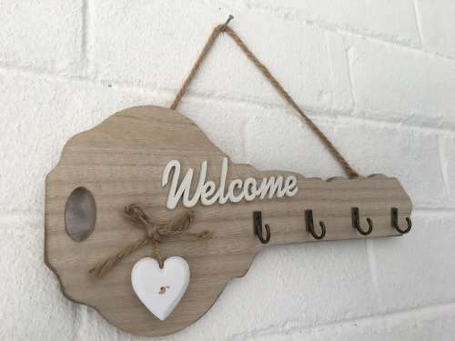 Welcome Wooden Wall Key Hanger