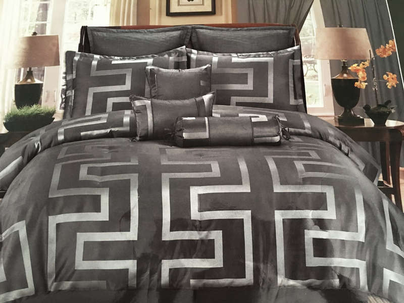 12pc Amsterdam Black Designer Queen Comforter set