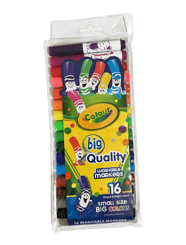 Big Quality 16 Washable Markers - Bright Colors