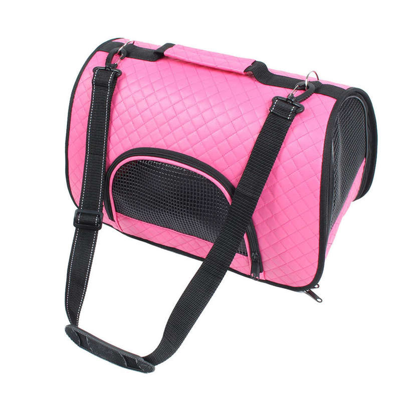 Travel Soft Faux Leather Pet Dog/Cat Carrier Bag - Pink