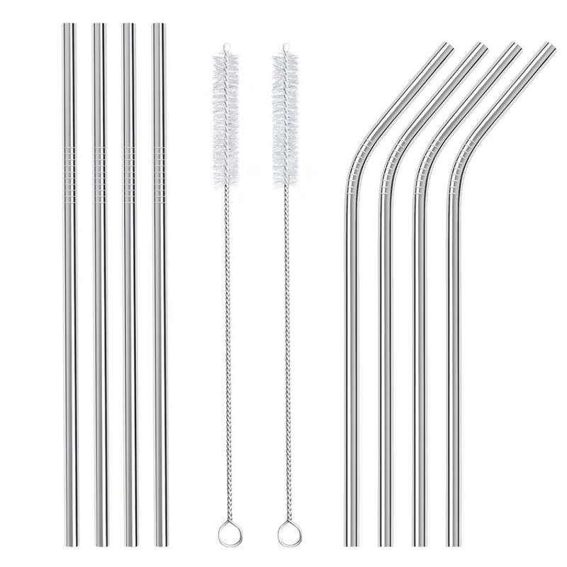 10pc Stainless Steel Reusable Straws Set