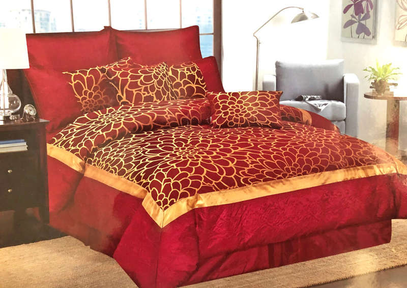 New Arrival ! Queen Size 10pc Red Designer Comforter Set