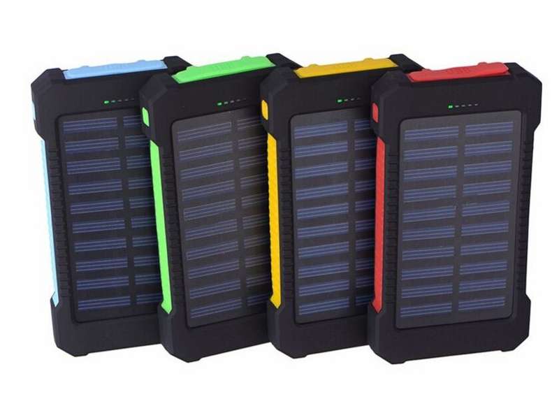 Dual USB Port 20000mAh Solar Power Bank Phone Charger with Flash Light