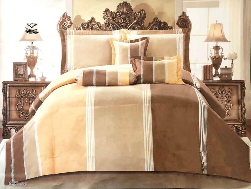 6pcs King Size Brown and Beige Multi-Shades Comforter Set